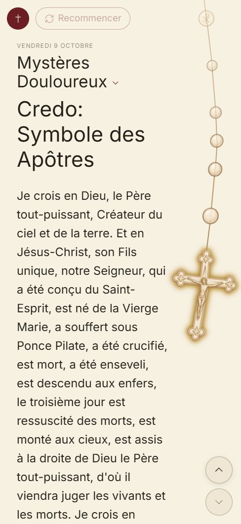 Écran Chapelet de Bibliae : mystères du jour et méditation, grain après grain